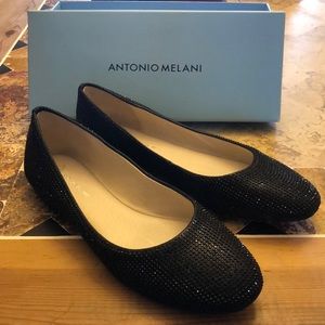 Black sparkly new flats